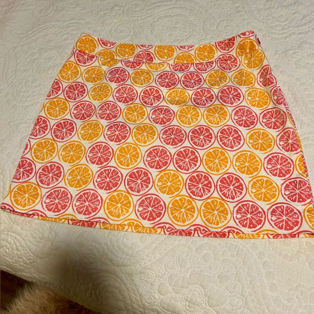 Vineyard Vines Citrus Print Sunset Pink Margo Skirt Sz 14